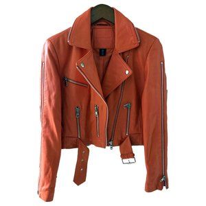 SOLD! Amaryllis Real Leather, Buttery Soft, Red Leather Moto Jacket Size Small